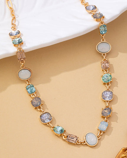 Multi Gemstone Opal Crystal Link Necklace | 80N93406