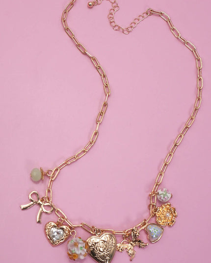 CHARM NECKLACE-HEART LOCKET BUTTERFLY BOW FLOWER | 80N91736