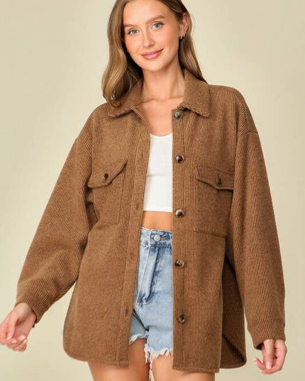 `Brushed waffle knit shacket