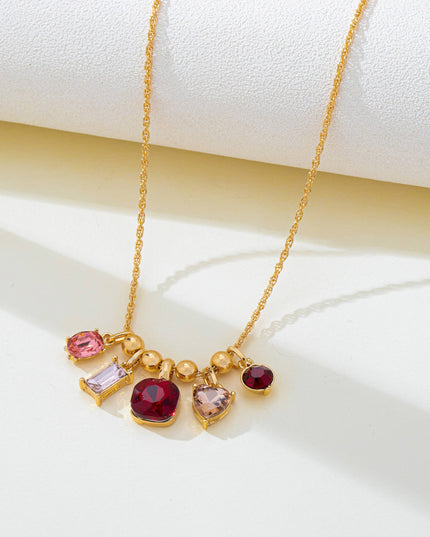 Multicolor Crystal Cluster Charm Pendant Necklace | 80N93296