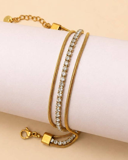 18K STAINLESS TARNISH FREE RHINESTONE BRACELET | 40B5269