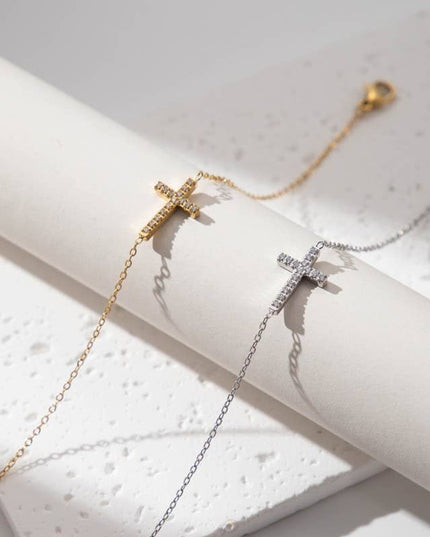18K STAINLESS STEEL TARNISH FREE CROSS BRACELET | 40B5201