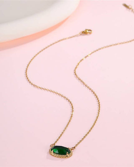 OVAL GEMSTONE CHARM PENDANT NECKLACE | 40NK9661