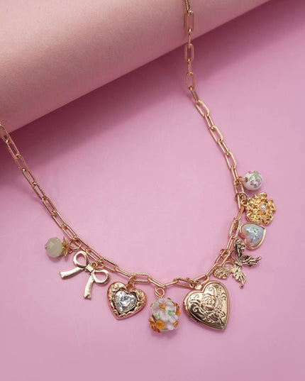 CHARM NECKLACE-HEART LOCKET BUTTERFLY BOW FLOWER | 80N91736