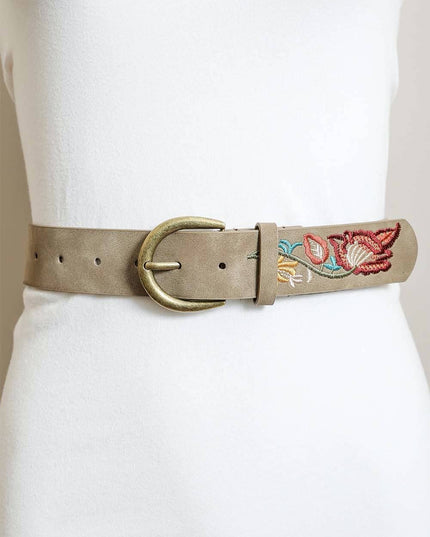 Flower Embroidered Statement Belt