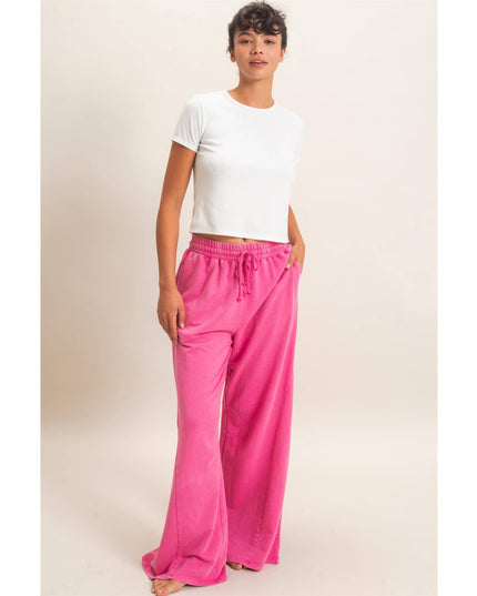 Mineral Washed Wide Leg Pants