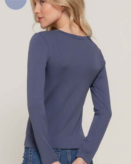 Long Sleeve Crew Neck Inner Fur Seamless Top