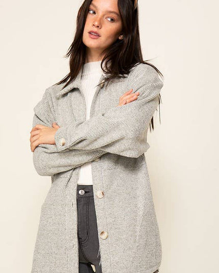 `Brushed waffle knit shacket