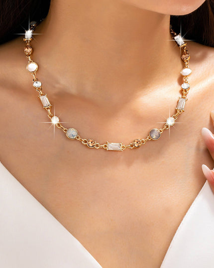 Mixed-Cut Crystal Station Statement Necklace | 80N93306