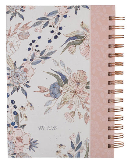 Journal Wirebound Pink Blue Floral Be Still Ps. 46:10