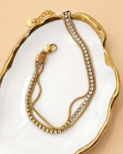 18K STAINLESS TARNISH FREE RHINESTONE BRACELET | 40B5269