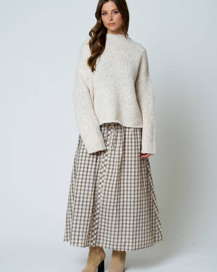 MOCK NECK LONG SLEEVE OVERSIZED KNIT SWEATER