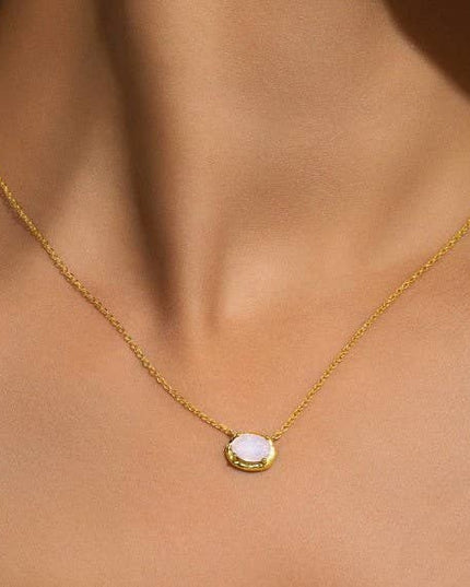 OVAL GEMSTONE CHARM PENDANT NECKLACE | 40NK9661