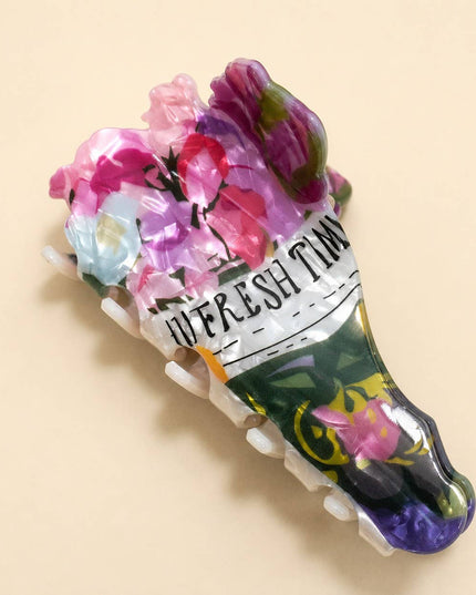 FLOWER BOUQUET & VINTAGE FLOWER TRUCK HAIR CLAW | 40H1150