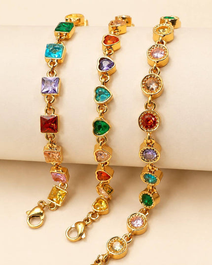 18K STAINLESS STEEL RAINBOW CRYSTAL BRACELET | 40B5264