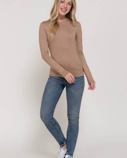 Long Sleeve Crew Neck Double Layer ITY Knit Top