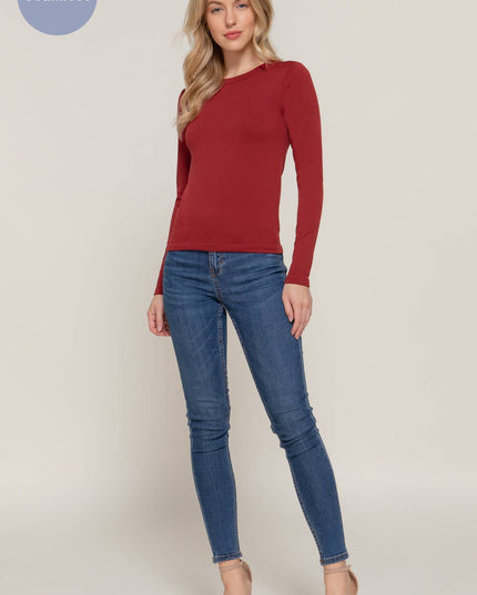 Long Sleeve Crew Neck Inner Fur Seamless Top