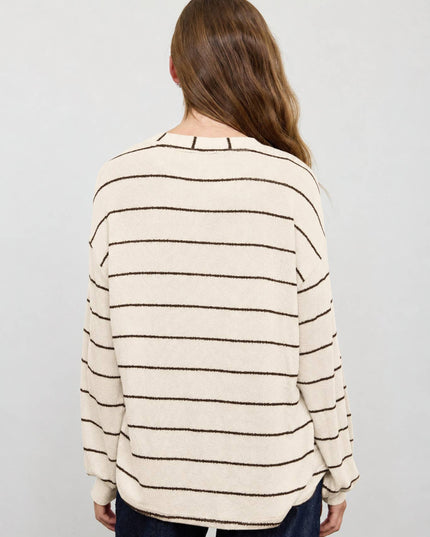 STRIPE LONG SLEEVE CUFFED RELAXED KNIT TOP