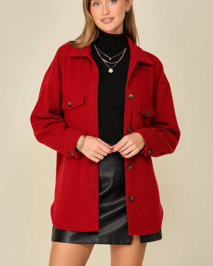 `Brushed waffle knit shacket
