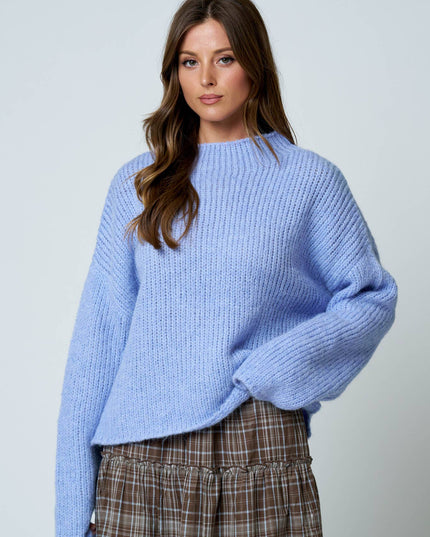 MOCK NECK LONG SLEEVE OVERSIZED KNIT SWEATER