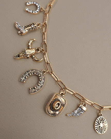 CHARM NECKLACE-WESTERN HAT HORSESHOE BOOT | 80N91404