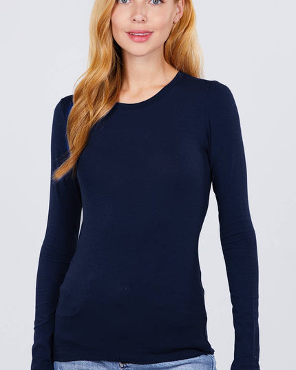 Long Sleeve Crew Neck Cotton Spandex Jersey Top