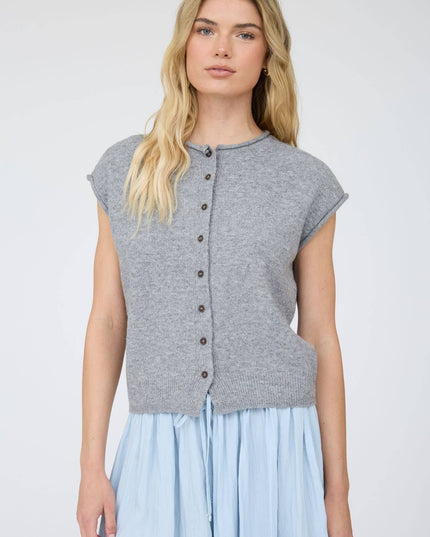 RAW EDGE SLEEVELESS LIGHTWEIGHT CARDIGAN