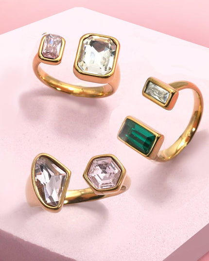 18K STAINLESS STEEL TARNISH FREE  RHINESTONE RINGS | 40R137