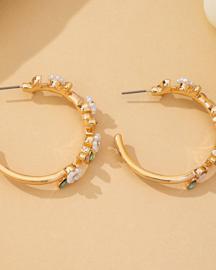 Botanical White Enamel Flowers Crystal Earrings | 80E62639