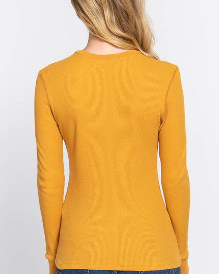 Long Sleeve Crew Neck Thermal Knit Top