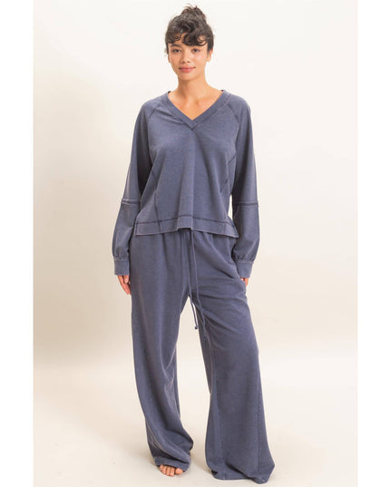 Mineral Washed Wide Leg Pants
