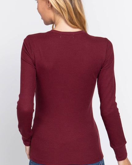 Long Sleeve Crew Neck Thermal Knit Top