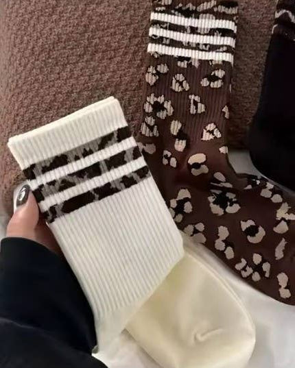 WOMAN ANIMAL LEOPARD HALF CREW THROWBACK SOCKS | 40S02071