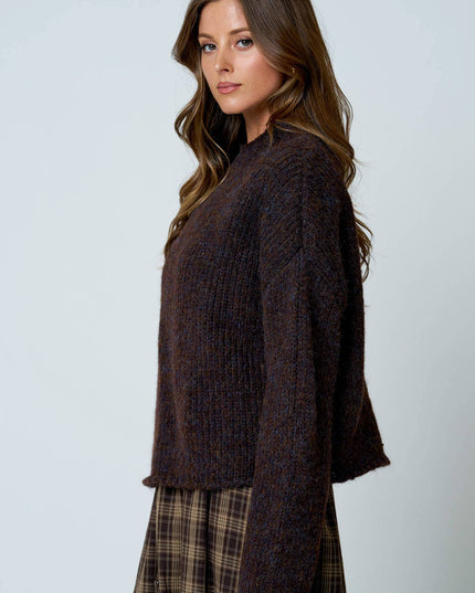 MOCK NECK LONG SLEEVE OVERSIZED KNIT SWEATER
