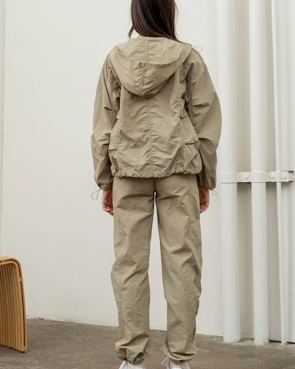 ZIP UP DRAWSTRING HOODED JACKET
