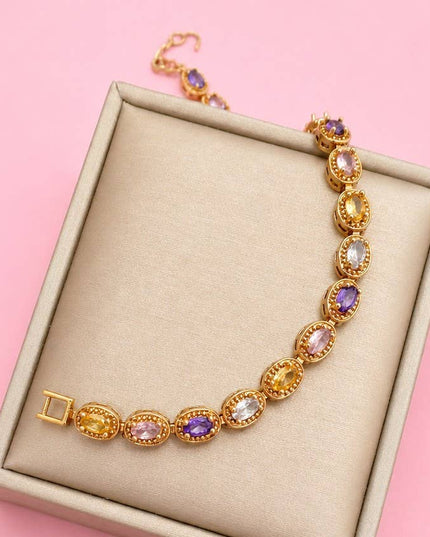 Multicolor Rainbow Crystal Halo Bracelet | 40B5268