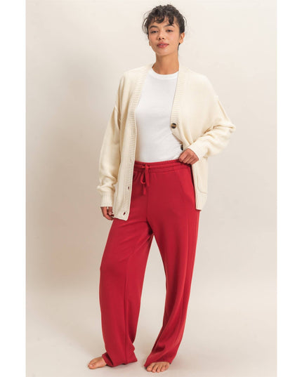 Elastic Waist Straight Leg Pants