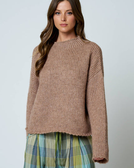 MOCK NECK LONG SLEEVE OVERSIZED KNIT SWEATER