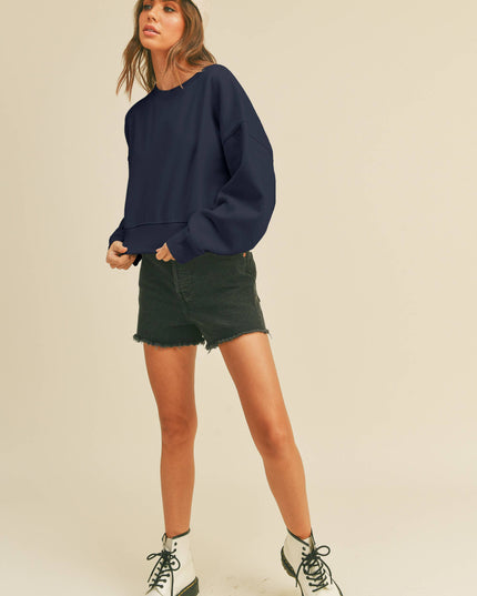 Blank Short Cropped Long Sleeve Sweatshirt