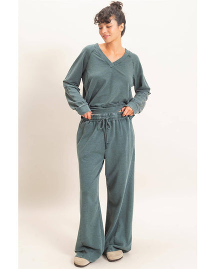 Mineral Washed Wide Leg Pants