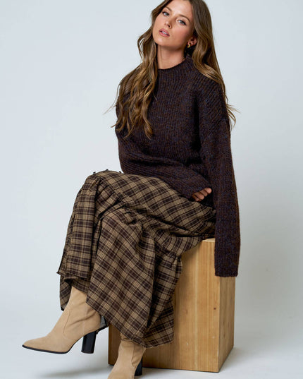 MOCK NECK LONG SLEEVE OVERSIZED KNIT SWEATER