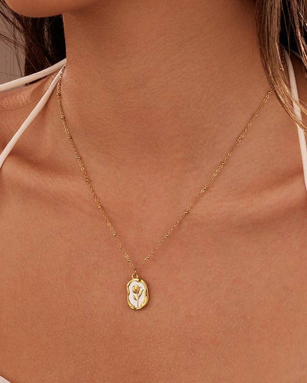 STAINLESS STEEL NON-TARNISH ROSE NECKLACE | 40NK9737
