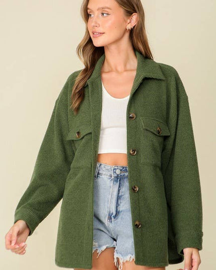 `Brushed waffle knit shacket