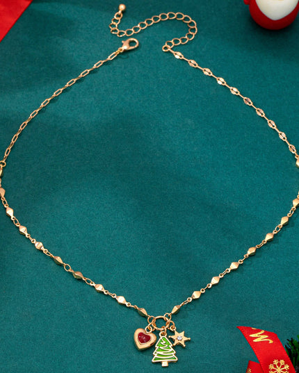 Cluster Christmas Tree and Heart Charm Necklace | 80N93294