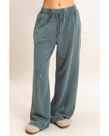 Mineral Washed Wide Leg Pants