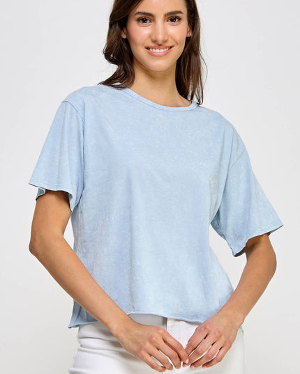 Blank Mineral Washed Long Cropped T-Shirt