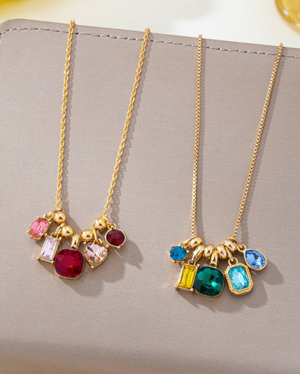 Multicolor Crystal Cluster Charm Pendant Necklace | 80N93296