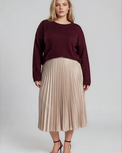 PLUS TEXTURED RAW EDGE LONG SLEEVE KNIT SWEATER