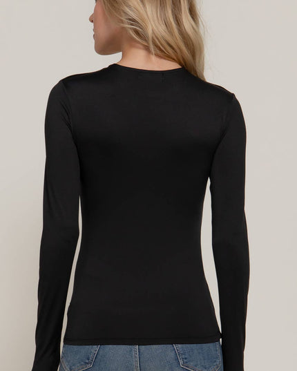 Long Sleeve Crew Neck Double Layer ITY Knit Top