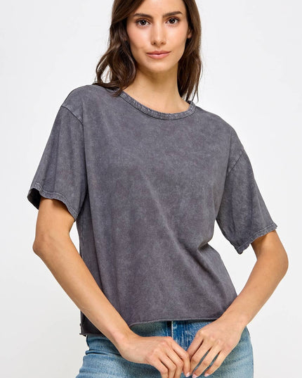 Blank Mineral Washed Long Cropped T-Shirt